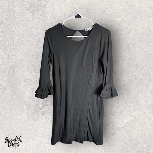 Pink Rose Women's Black Dress Size Small 3/4 Sleeve Ruffle Hem Fashion Clothing - Picture 1 of 3
